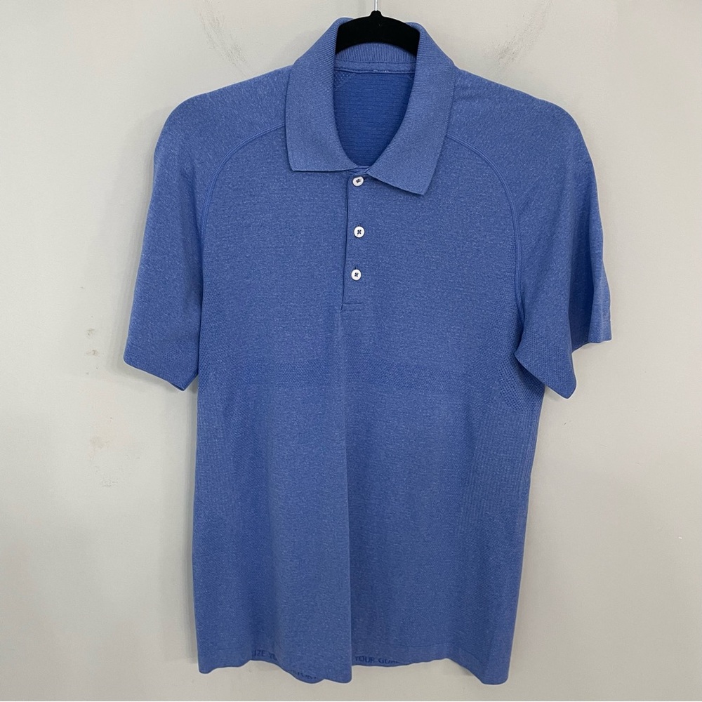 Lululemon Metal Vent Tech Polo Shirt Mens Medium Blue Athleisure Casual.   4